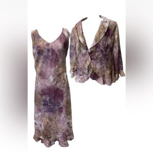 VTG 90s Y2K Sheer Floral MIDI dress Jacket Ruffle Whimsigoth Fairycore 12 Tall